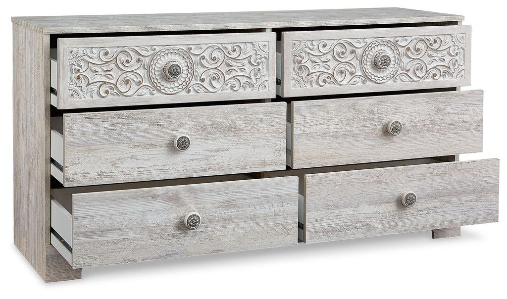 Paxberry - Six Drawer Dresser - Weatherworn - Whitewash by Unique Piece Furniture