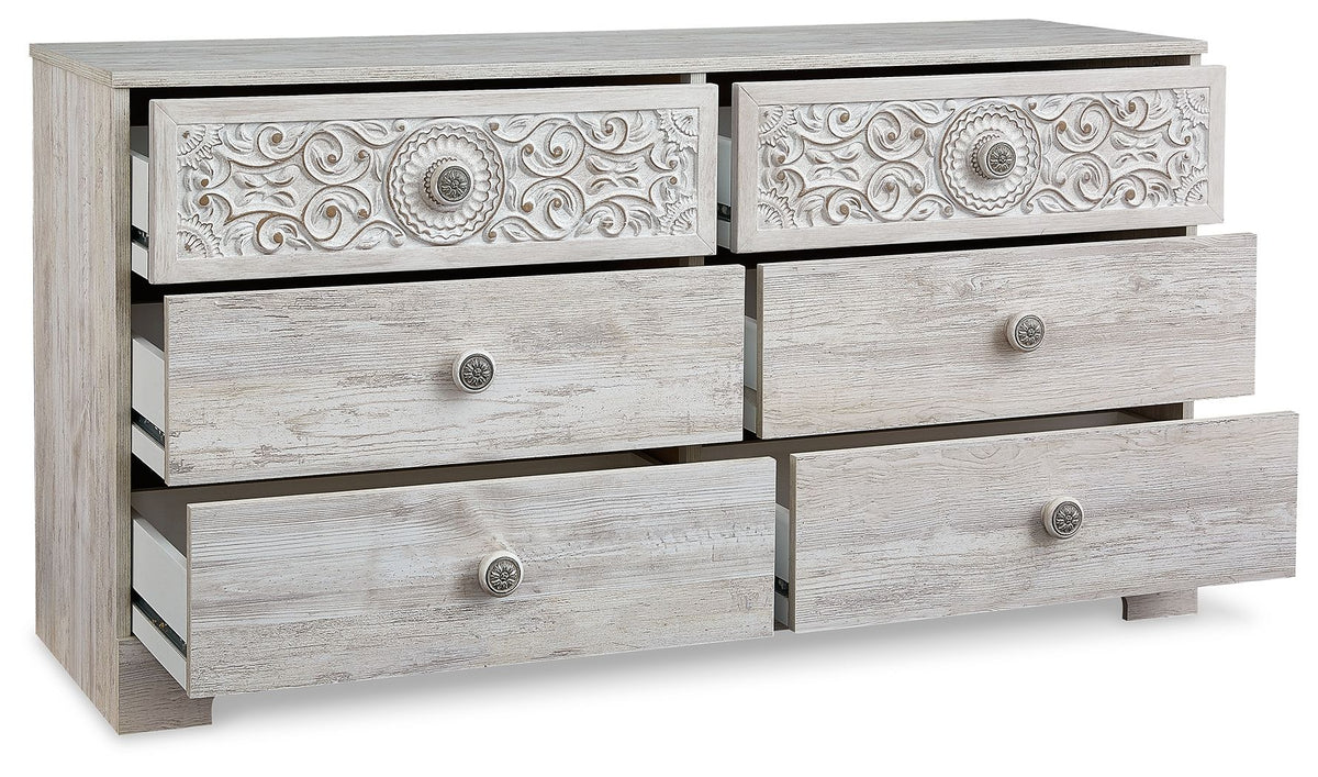Paxberry - Six Drawer Dresser - Weatherworn - Whitewash by Unique Piece Furniture