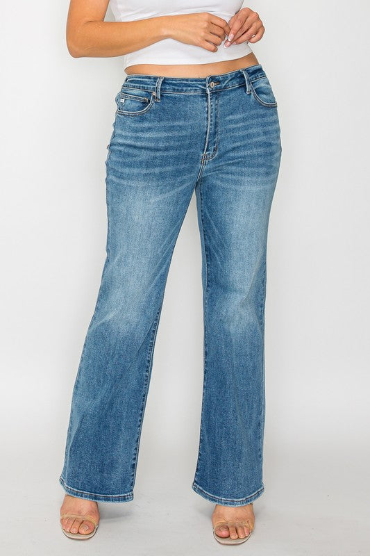 bytos Full Size Cat's Whiskers Mid Rise Bootcut Jeans by Wild and Free Boutique