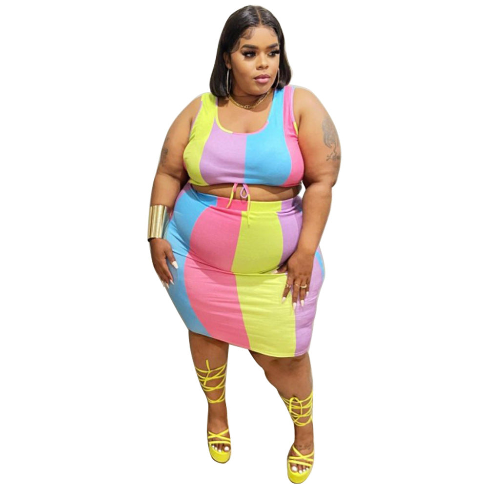 Sleeveless Color-Printed Pencil Skirt Trendy Elegant Plus-Size See size chart under “more details” by The Fashion Celestial