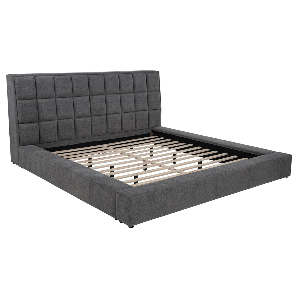Dreux Upholstered Eastern King Panel Platform Bed Grey by Unique Piece Furniture