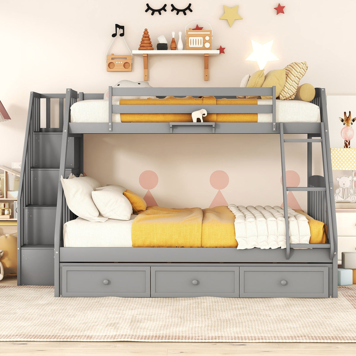 Bunk Bed With Drawers, Ladder And Storage Staircase by Unique Piece Furniture