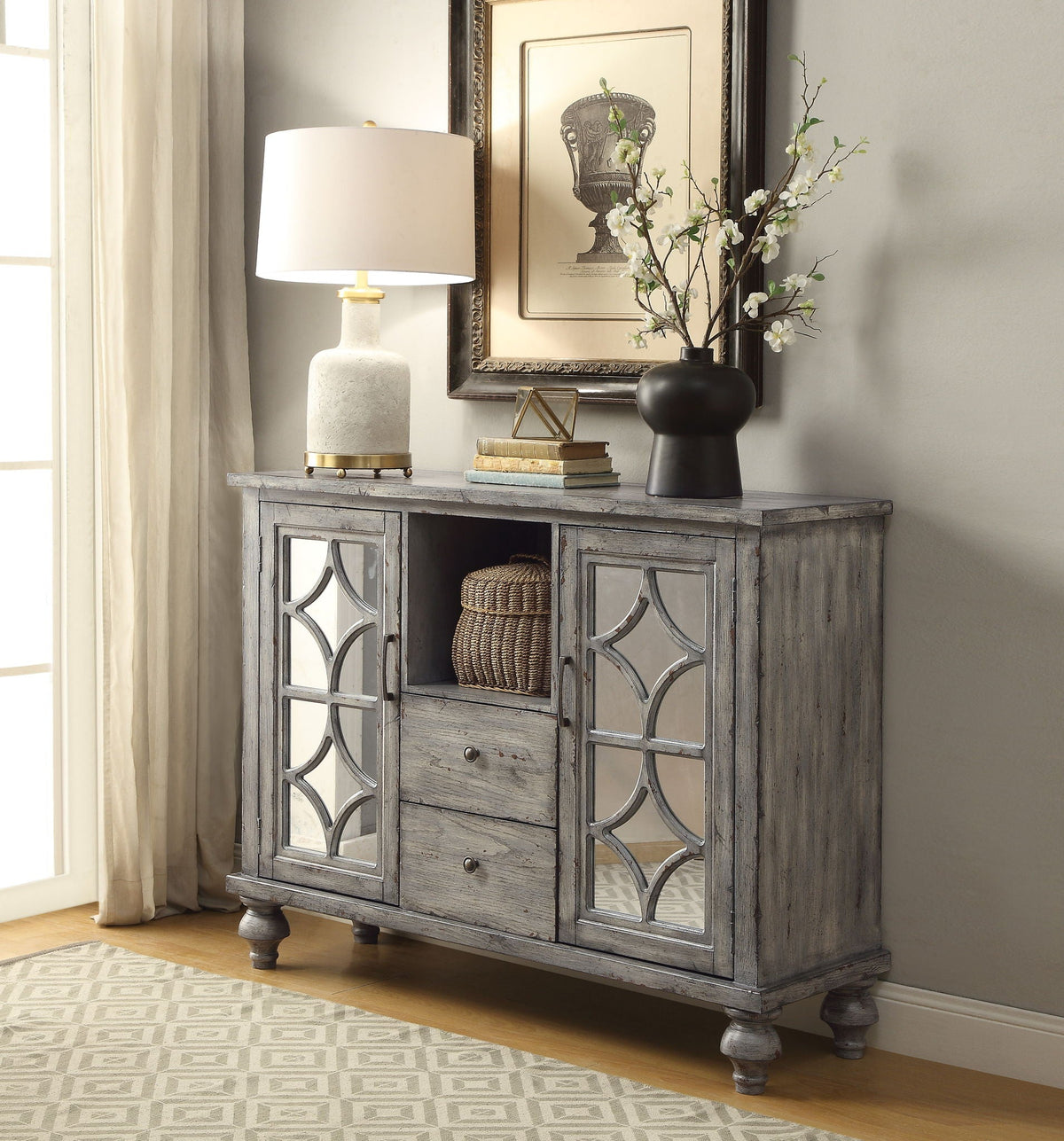 Velika - Weathered Console Table With 1 Open Compartment Storage - Gray by Unique Piece Furniture