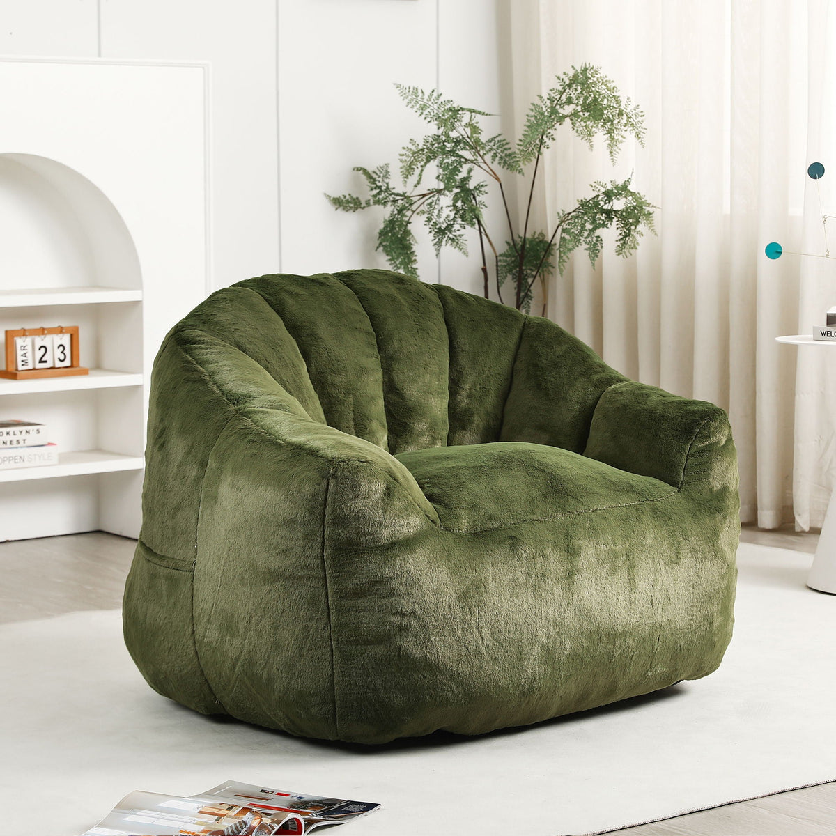 Beanbag Chair, Beanbag Sofa Chair With Armrests Stuffed High Density Foam by Unique Piece Furniture