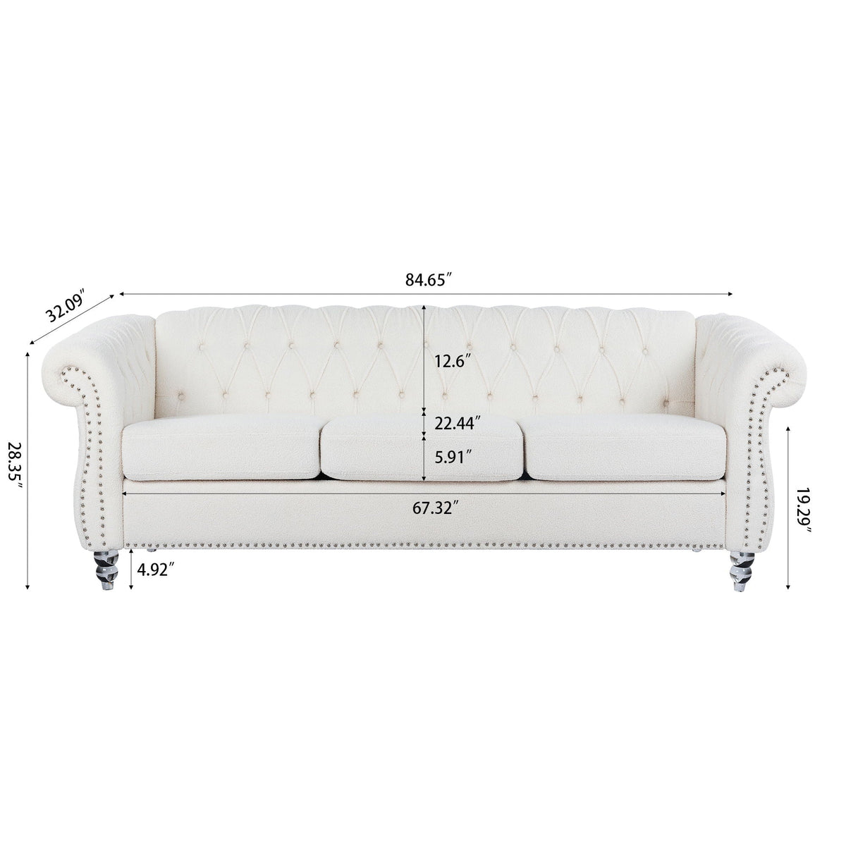 Rolled Arm Chesterfield 3 Seater Sofa by Unique Piece Furniture