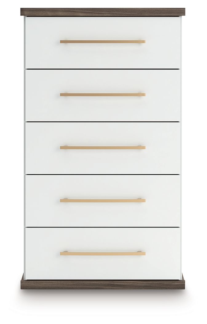 Kendanport - Five Drawer Chest - Brown / White by Unique Piece Furniture