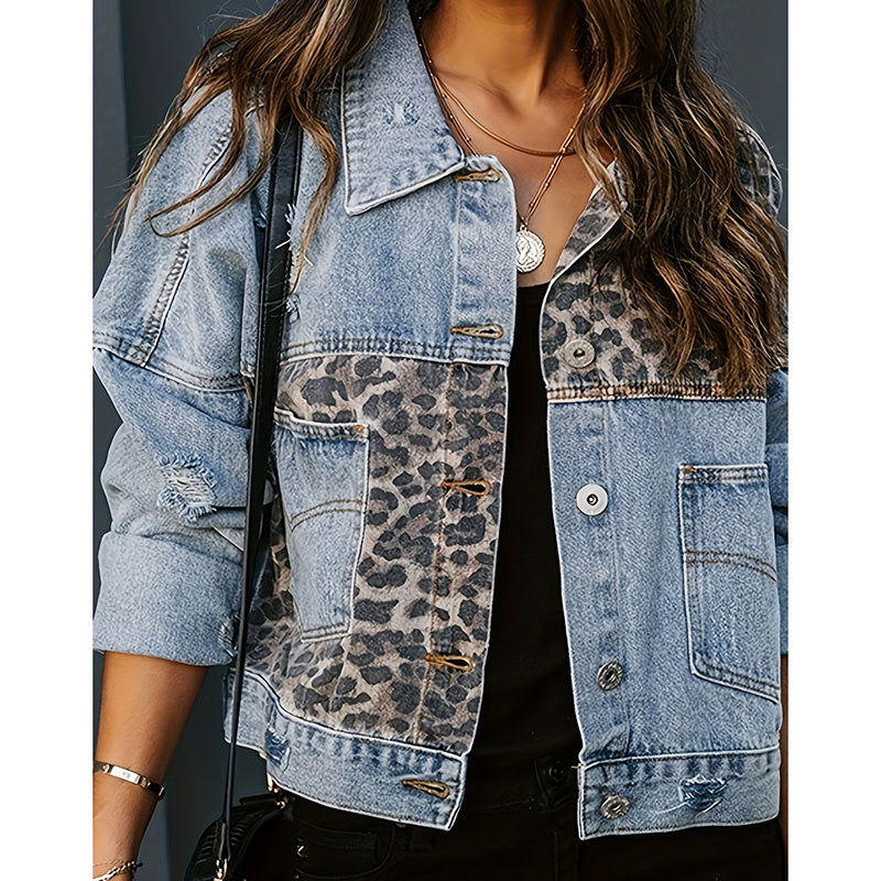 Women's Cropped Distressed Denim Jacket by FitiqueFit