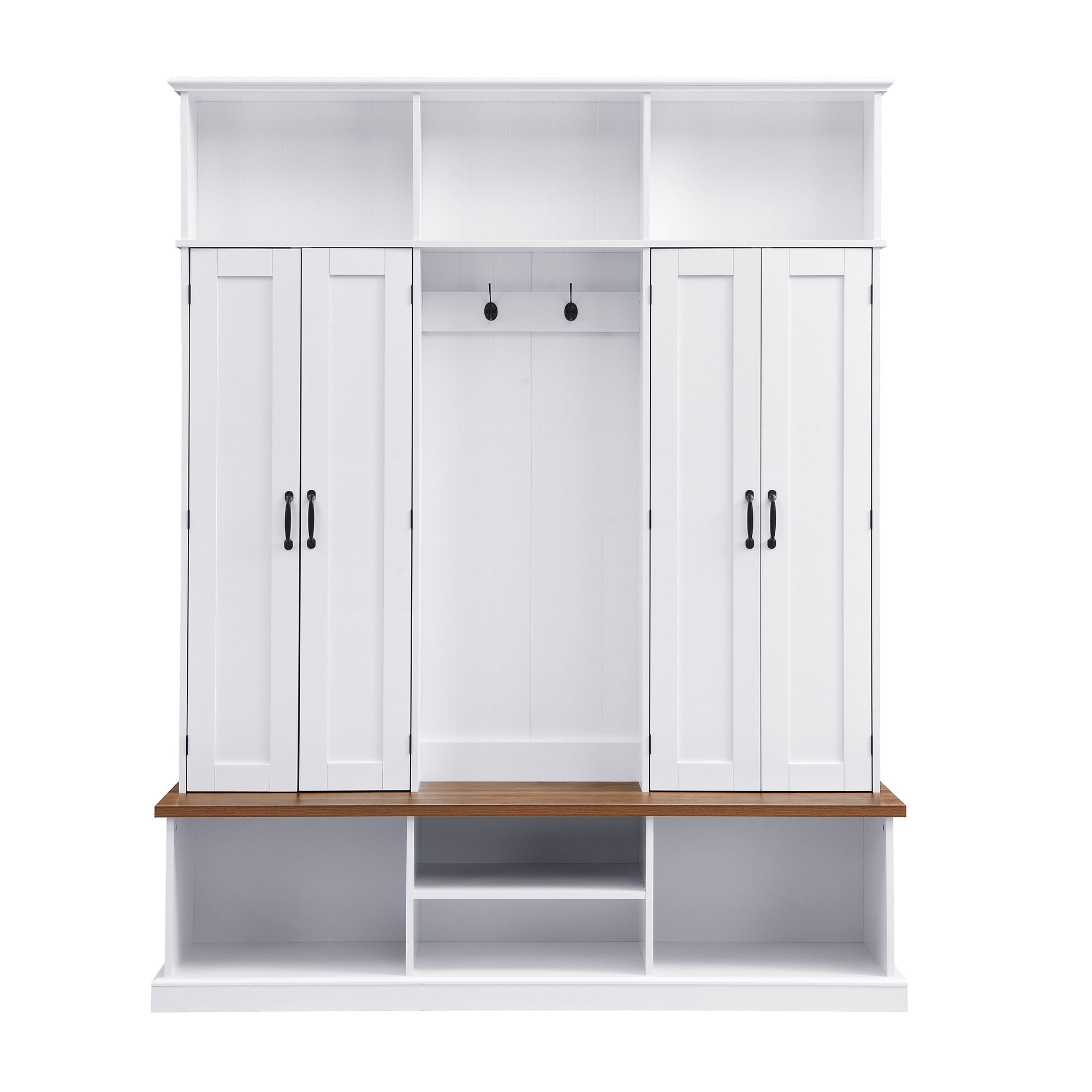 Entryway Hall Tree With Bench, 3 Top Cubbies & Bottom Storage Space by Unique Piece Furniture
