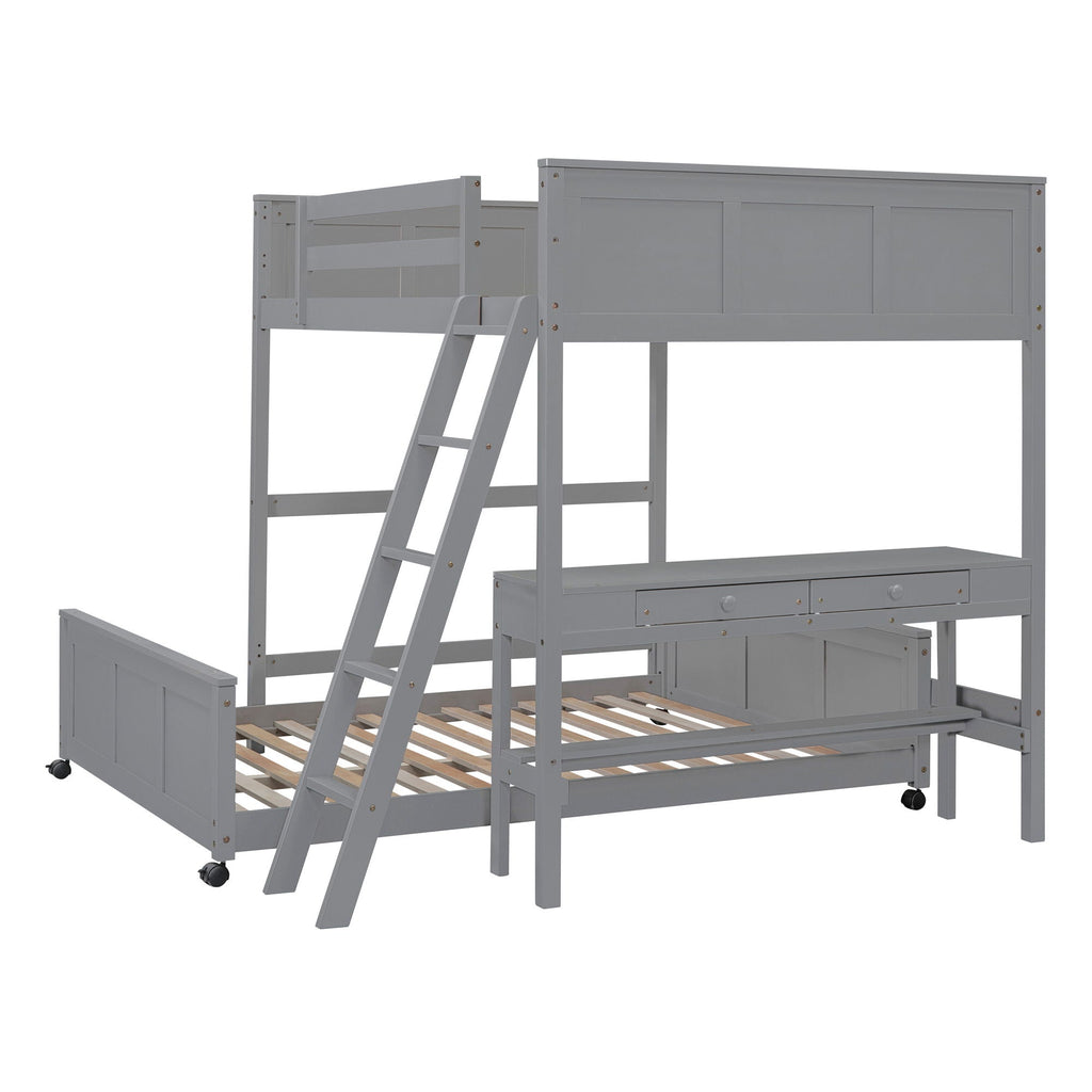 Full Over Full Bunk Bed With Desk by Unique Piece Furniture