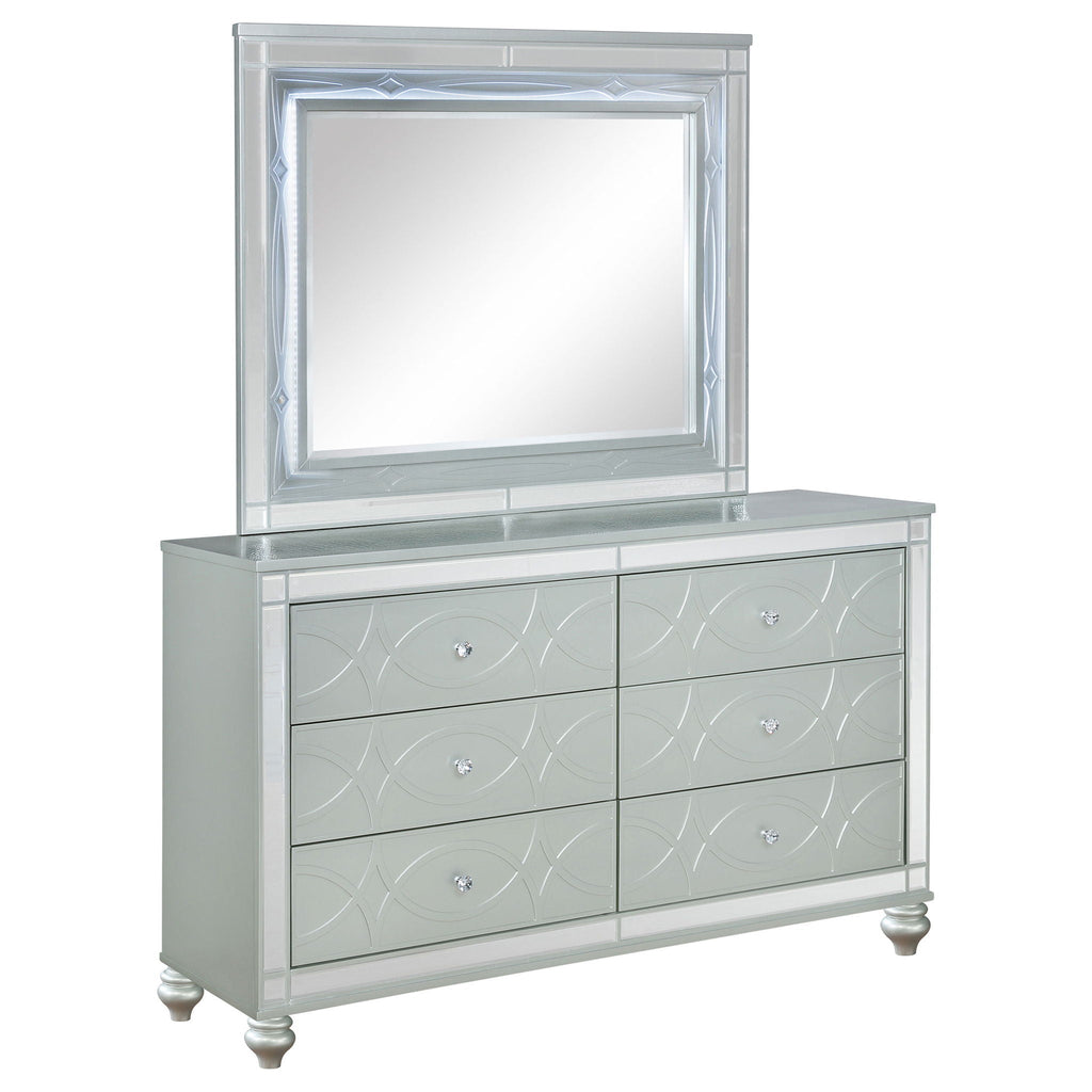 Gunnison 6-drawer Dresser with Mirror Silver Metallic by Unique Piece Furniture