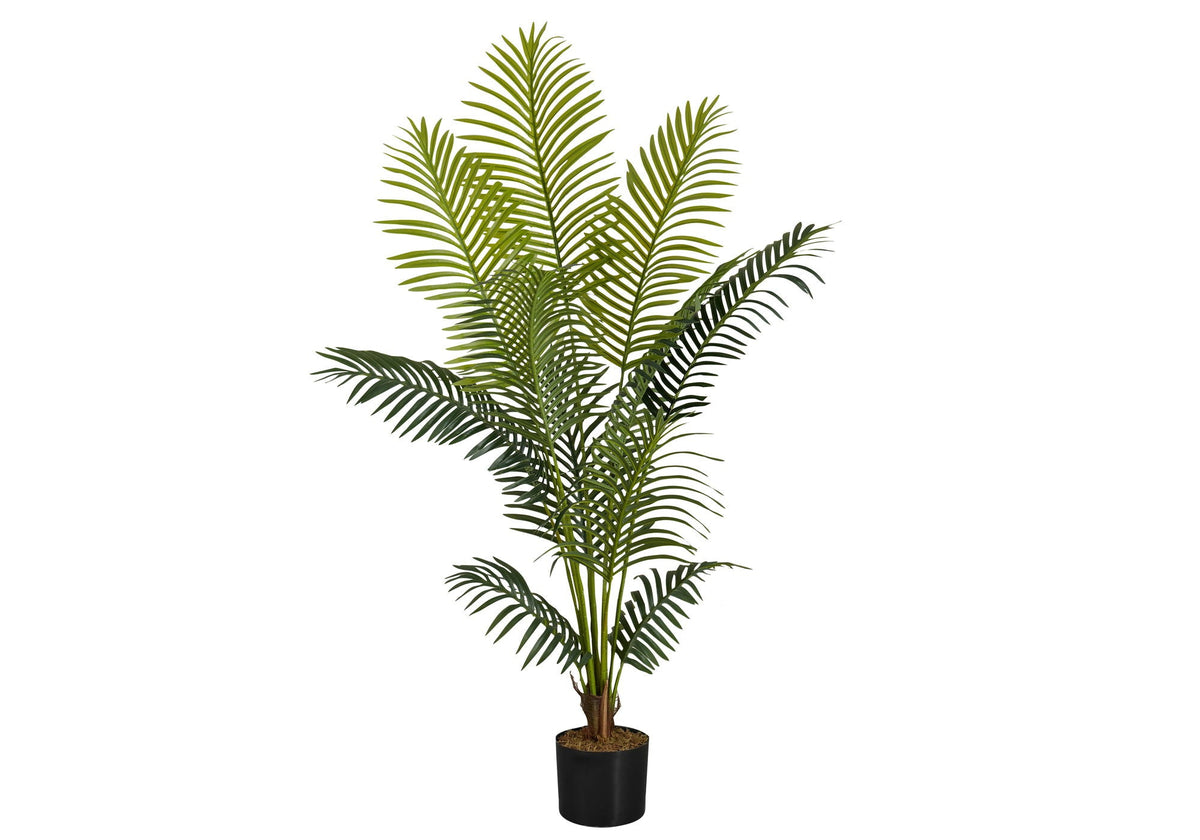 57" Tall, Artificial Plant, Palm Tree, Indoor, Faux, Fake, Floor, Greenery, Potted, Real Touch, Decorative - Green / Black by Unique Piece Furniture