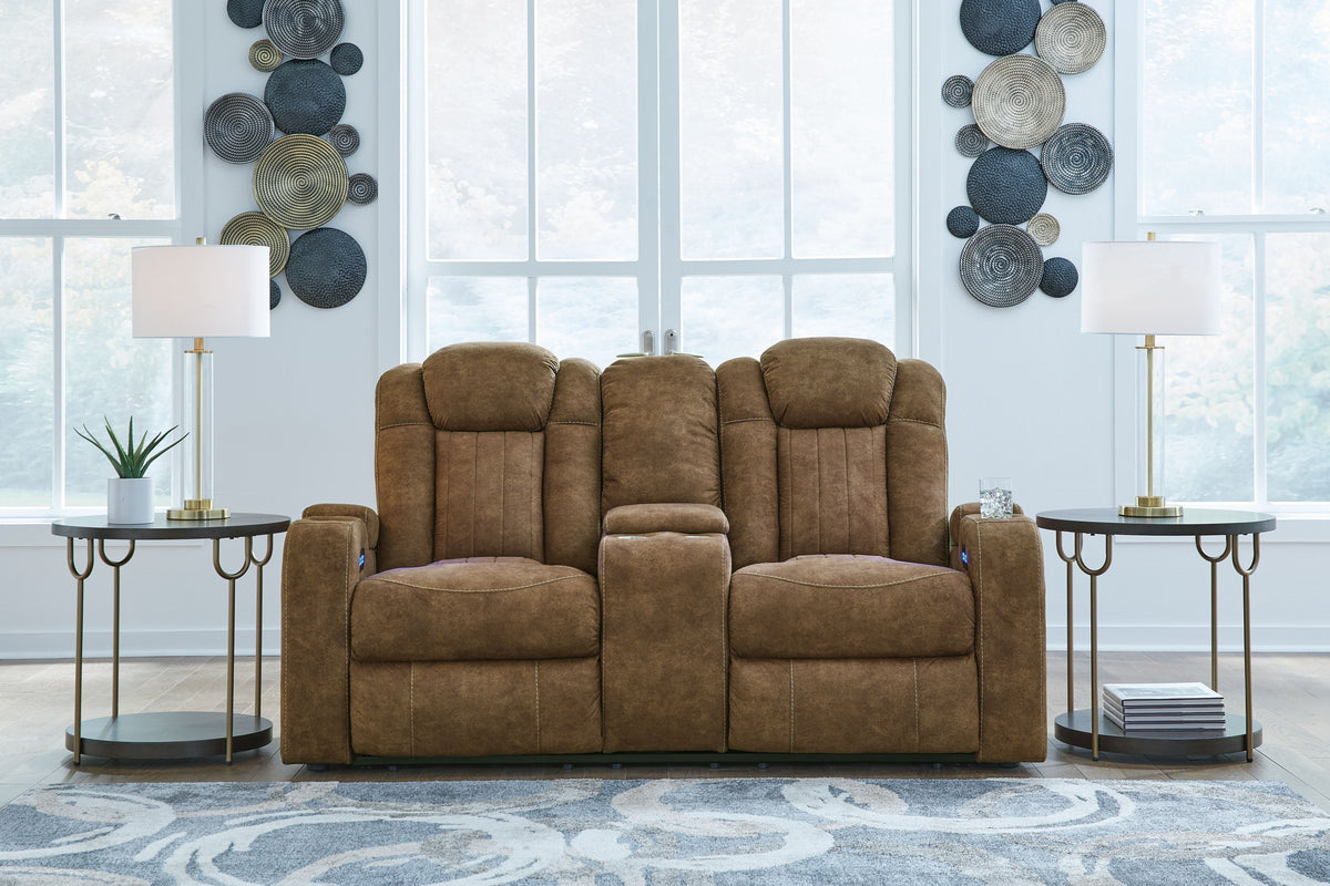 Wolfridge - Power Reclining Loveseat With Console /Adj Hdrst - Brindle by Unique Piece Furniture