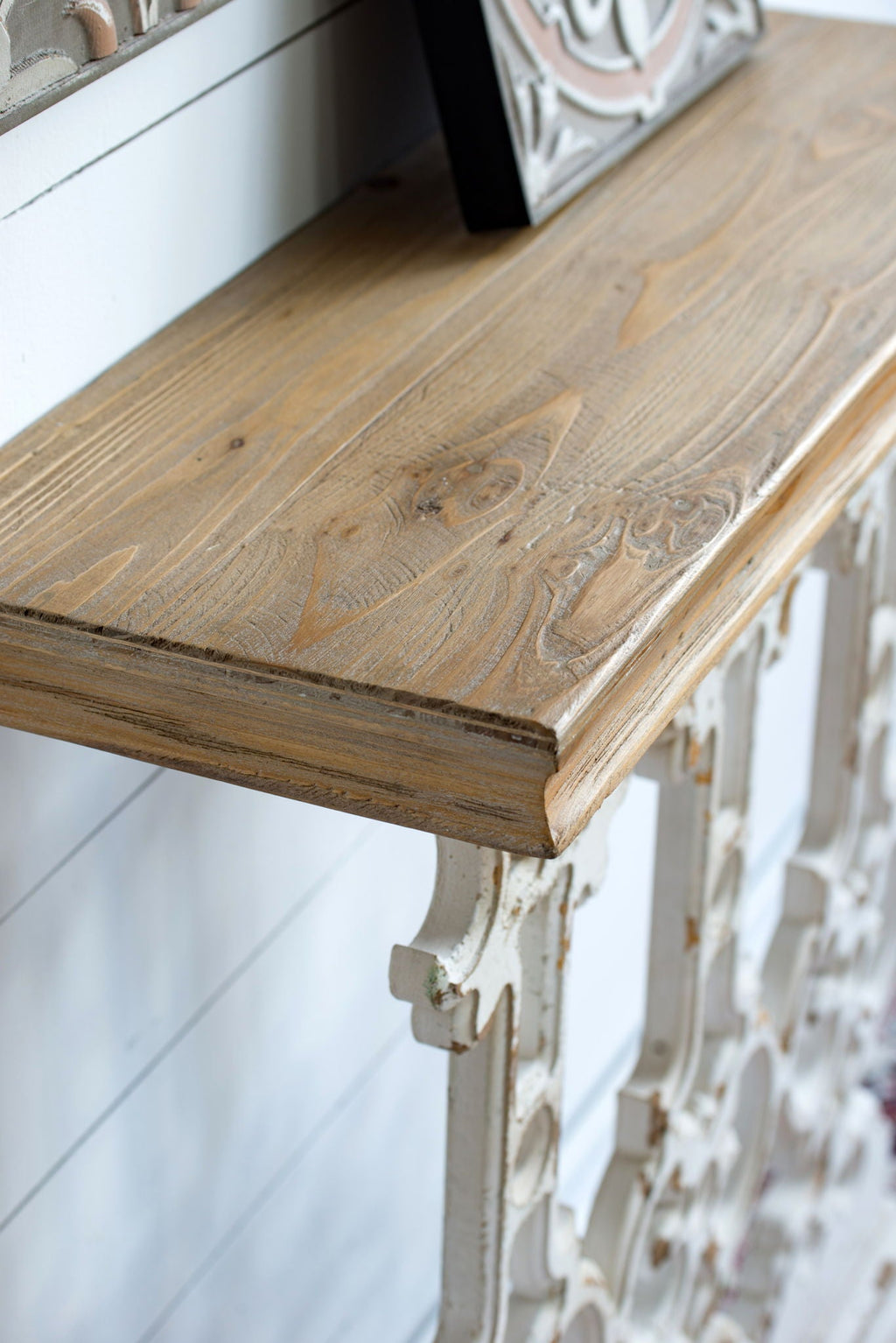 Classic Vintage Wash Console Table With Wood Top - Brown / Antique White by Unique Piece Furniture