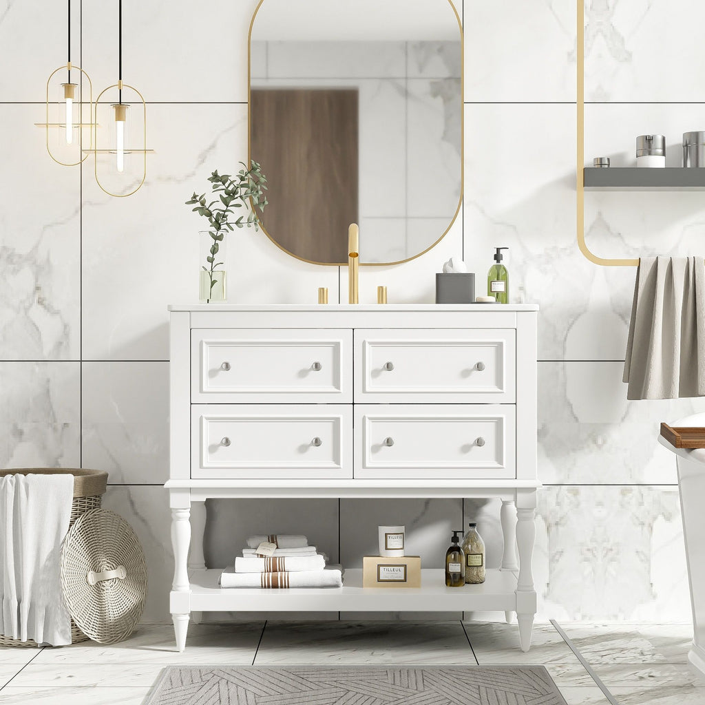 Bathroom Vanity Cabinet With Undermount Sink, 4 Drawer Set by Unique Piece Furniture