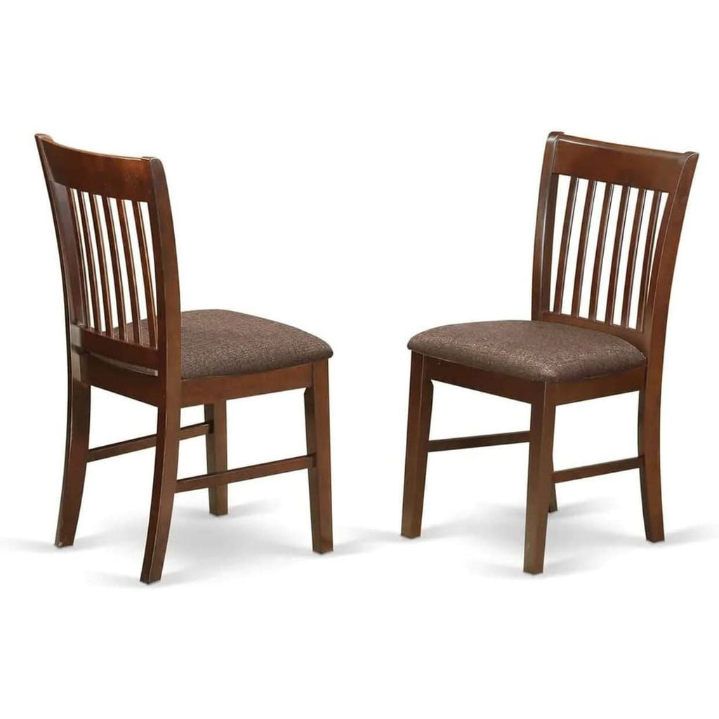Mahogany Dining Table Set 5 Piece With Linen Chairs by ShipItFurniture