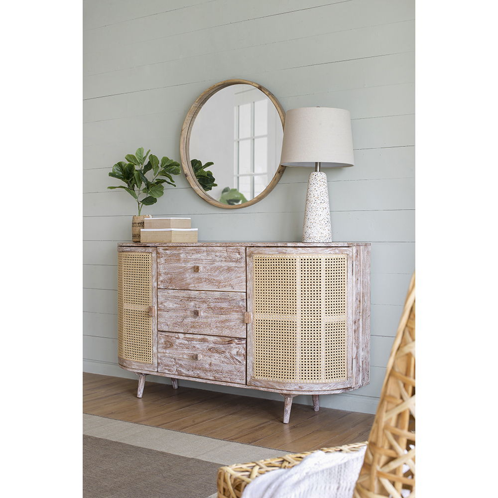 TV Console With Cane Doors - Multicolor by Unique Piece Furniture