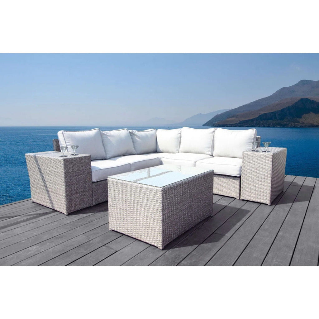 Outdoor Wicker Sectional With Weather Resistant Cushions And Table by Unique Piece Furniture