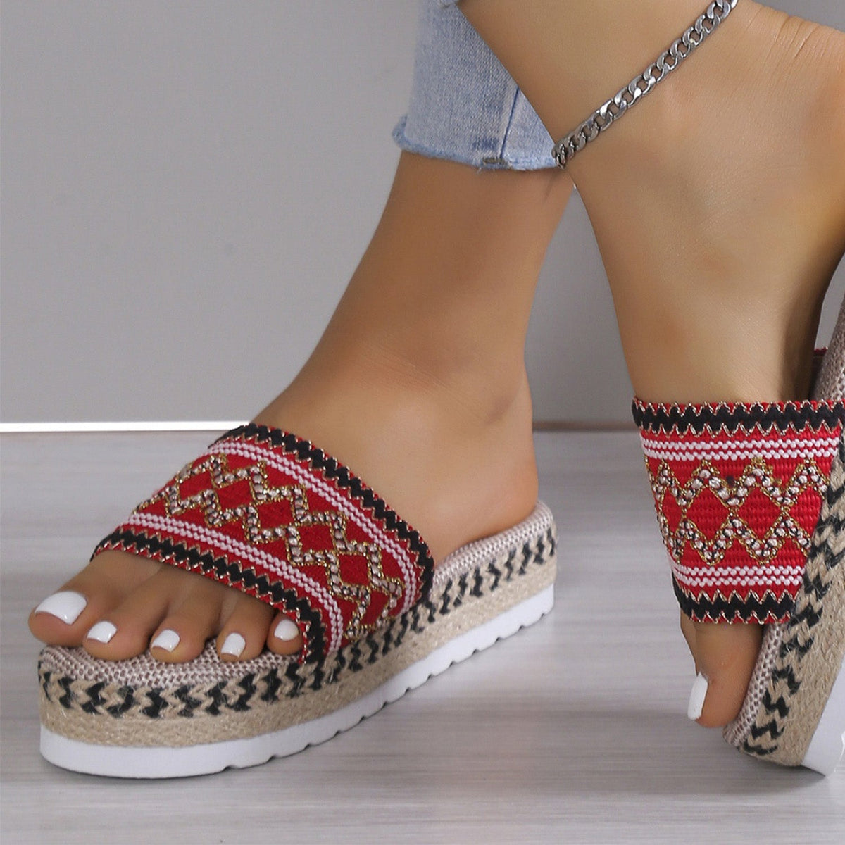 Geometric Weave Platform Sandals by Wild and Free Boutique