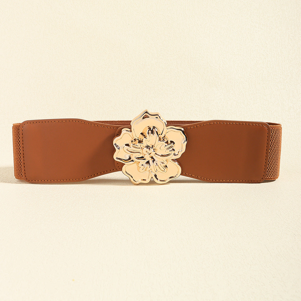 Flower Alloy Buckle Elastic Belt by Wild and Free Boutique