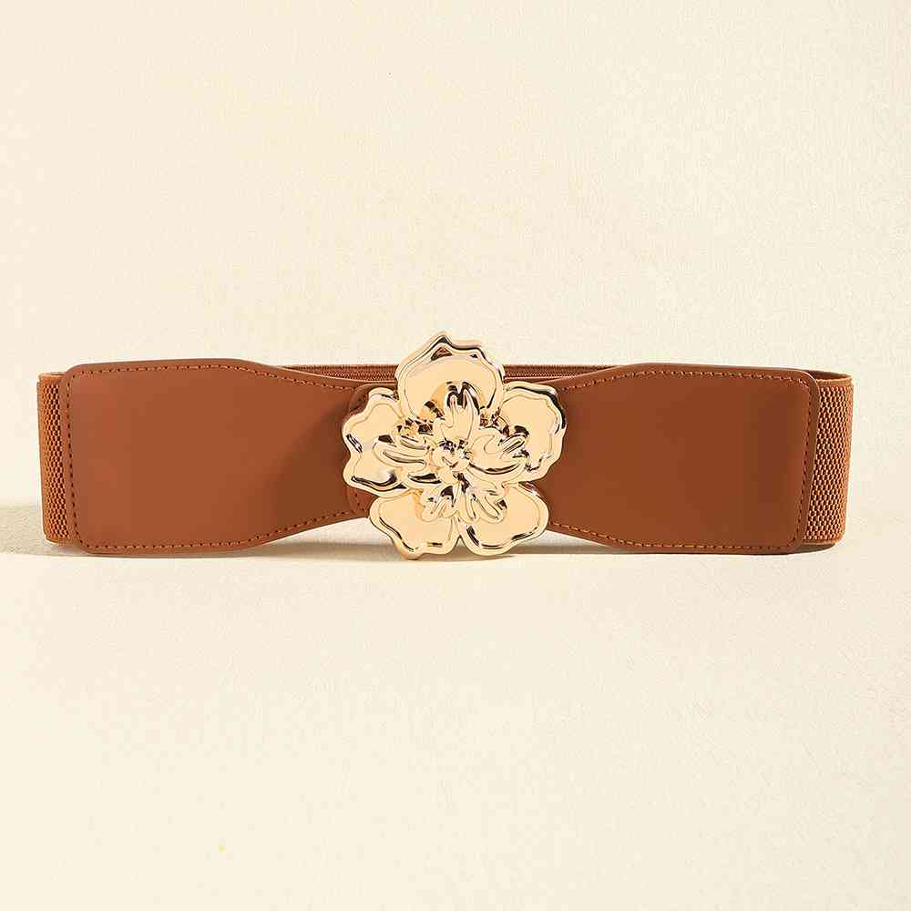Flower Elegance Alloy Buckle Elastic Belt – Stylish Floral Design See size chart under “more details” by The Fashion Celestial
