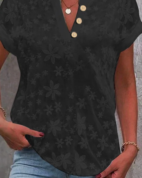 Ellen Floral Print Short Sleeve Blouse by Trendy Attic Store01