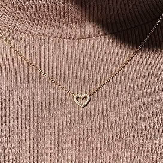 Dainty Diamond Heart Necklace Tiny Love Heart Everyday Necklace by DailySale