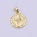 14K Gold Filled White, Blue Opal Angel Wing Round Pendant | H557 H560 by DLUXCA