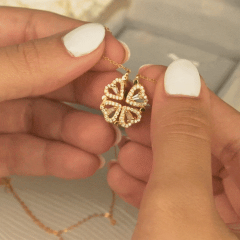 LuckyClover Four Leaf Heart Necklace for Good Luck and Love by Sky Pandion