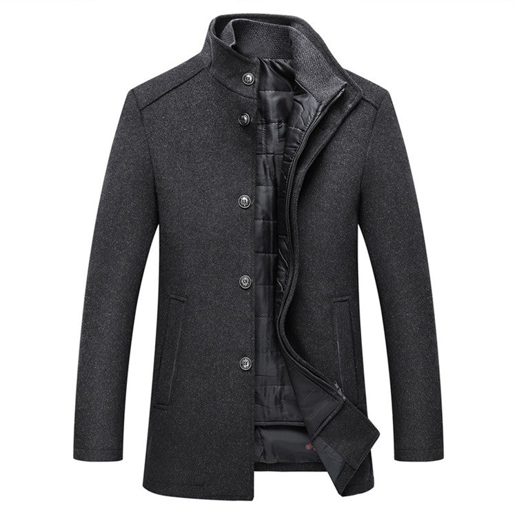 Winter Men Wool Jacket Slim Fit Thick Warm Coat by Teal Simba