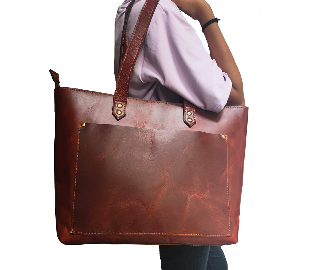 Genuine Leather Tote Bag for Women Large Women's Shoulder Handbag by Salmon Alder