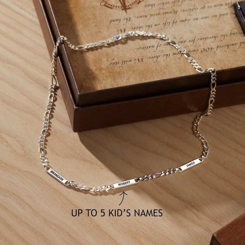 Dad Necklace With Kids Names, Engraved Dad Necklace by Green Millie