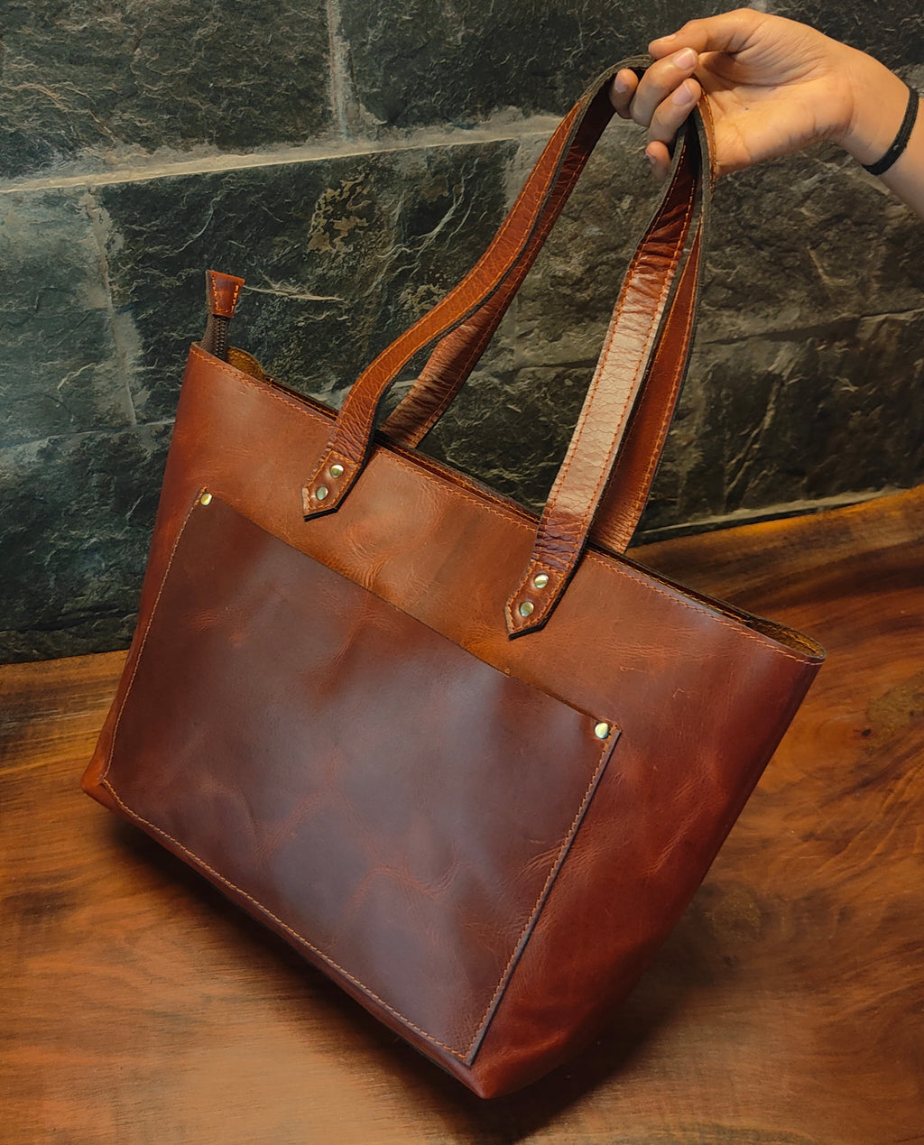 Genuine Leather Tote Bag for Women Large Women's Shoulder Handbag by Salmon Alder