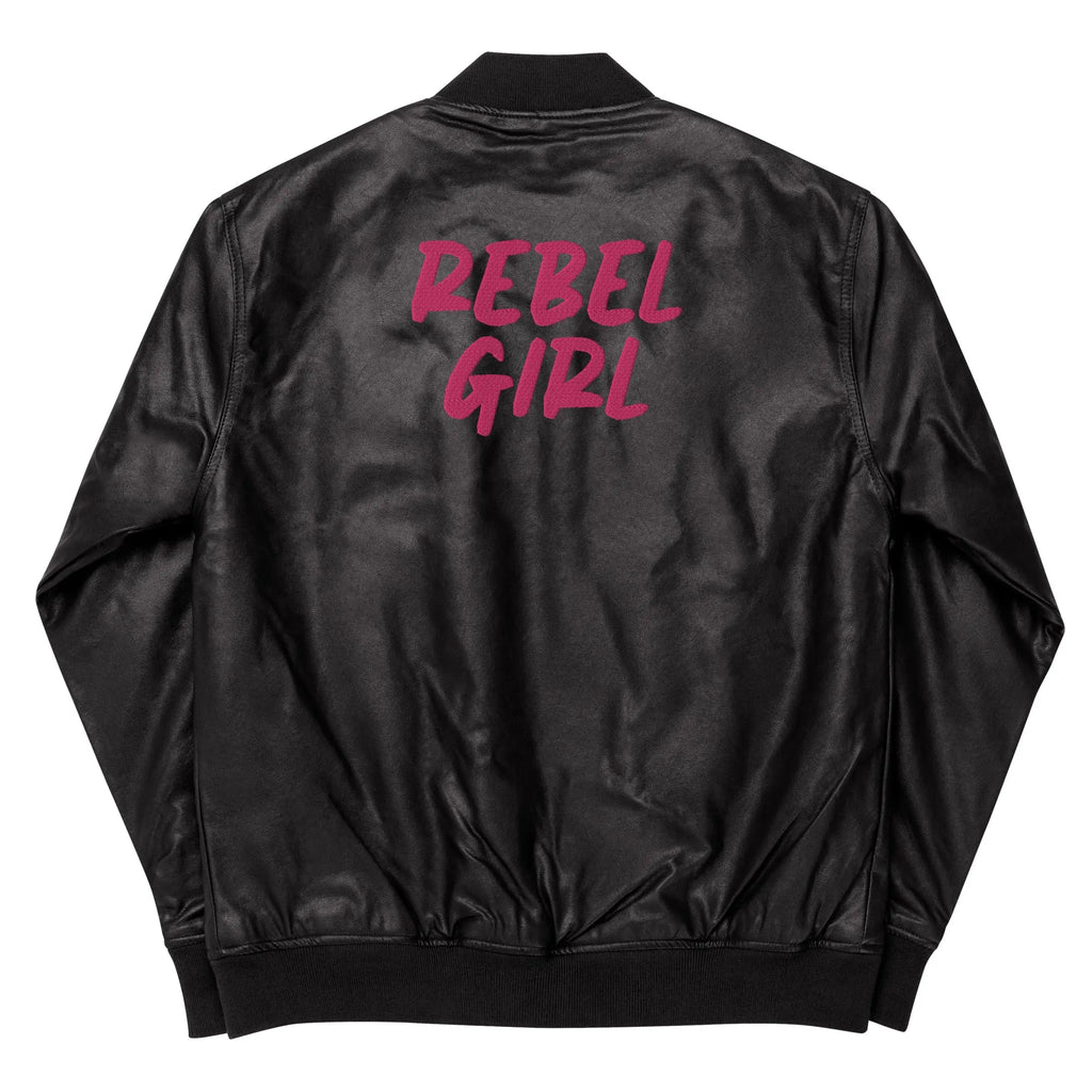 REBEL GIRL Leather Bomber Jacket by Pink Lucky