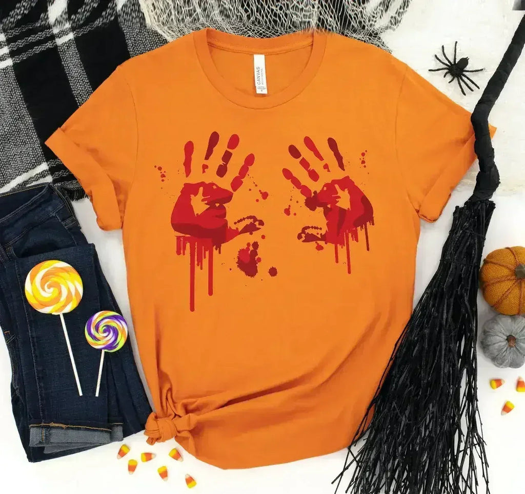 Bloody Hand Prints T-shirt | Classic Unisex Bella Canvas Tee by Femstylo