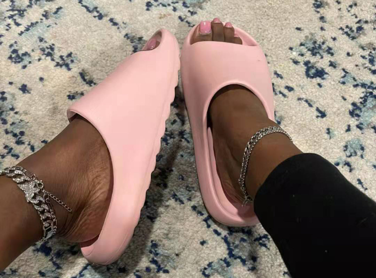 Cloud Pillow Slippers for Women - Pink Shower Shoes for College Dorm by Silver Juneberry