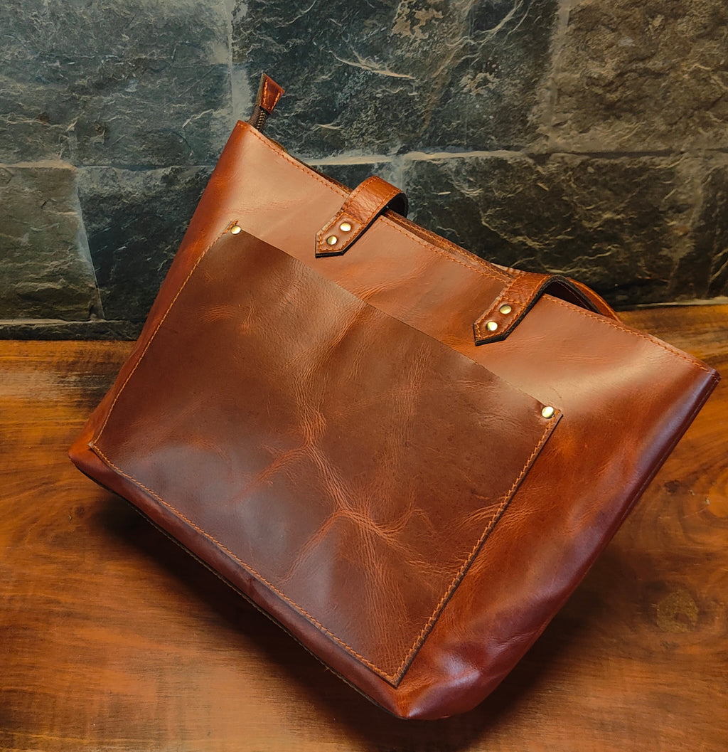 Genuine Leather Tote Bag for Women Large Women's Shoulder Handbag by Salmon Alder