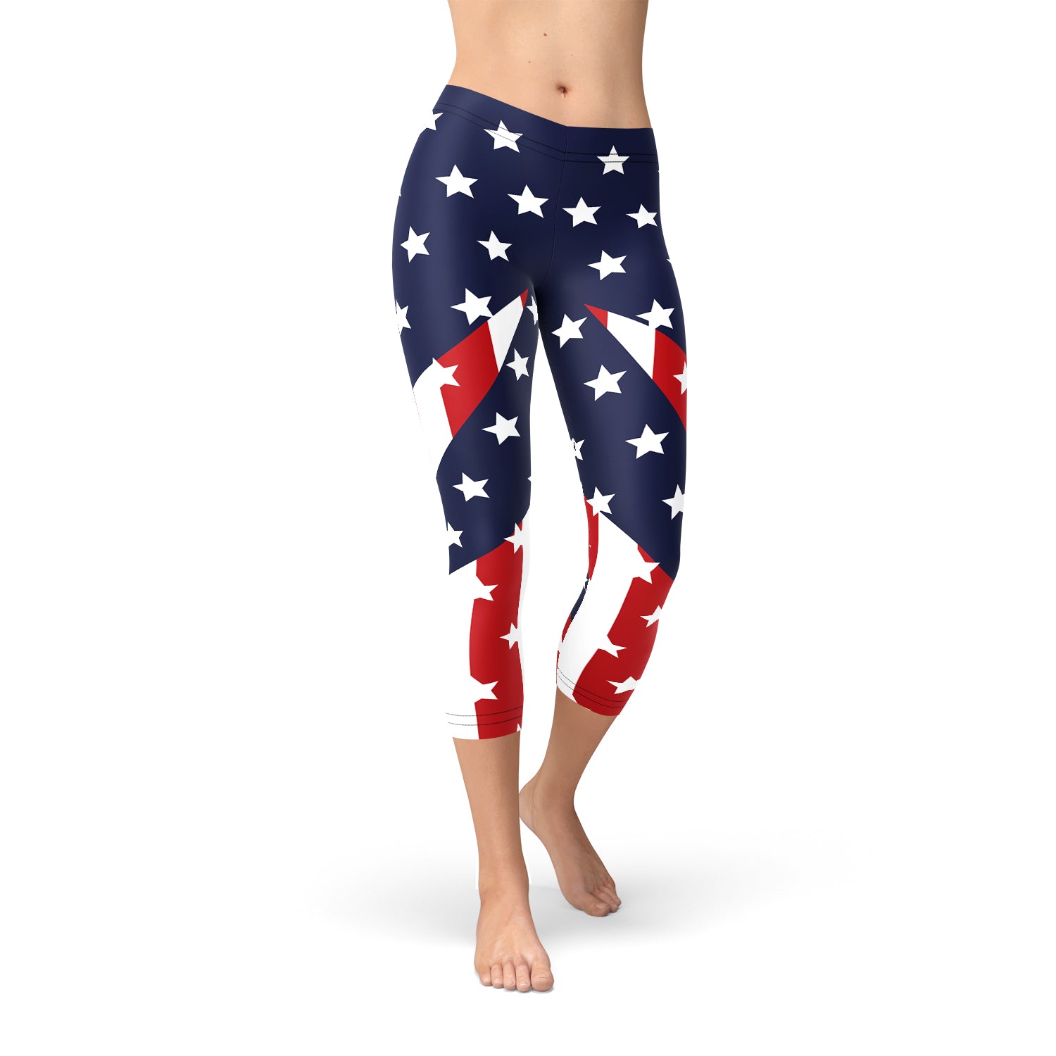 Womens American Flag Capri Leggings by Maroon Sooty