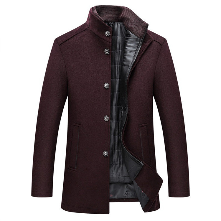 Winter Men Wool Jacket Slim Fit Thick Warm Coat by Teal Simba