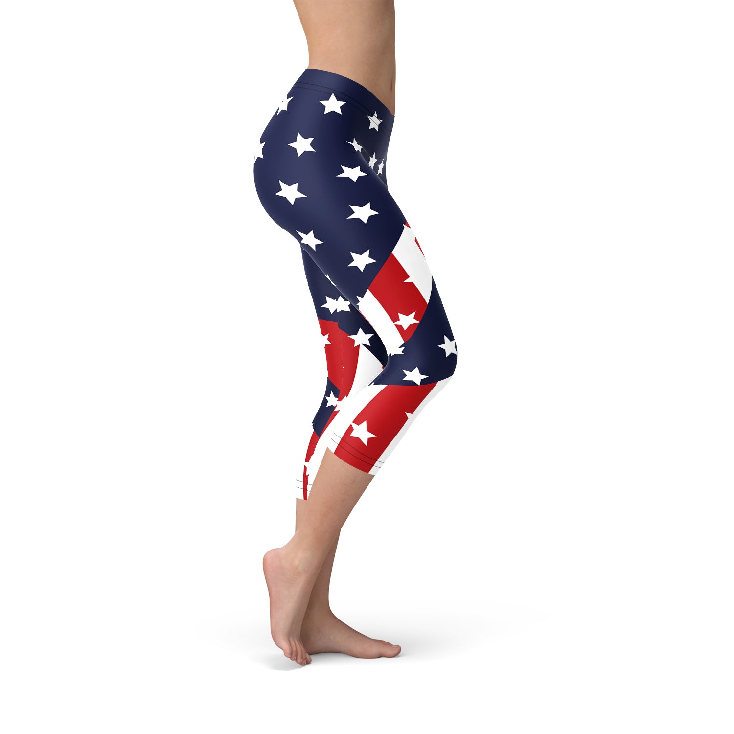 Womens American Flag Capri Leggings by Maroon Sooty