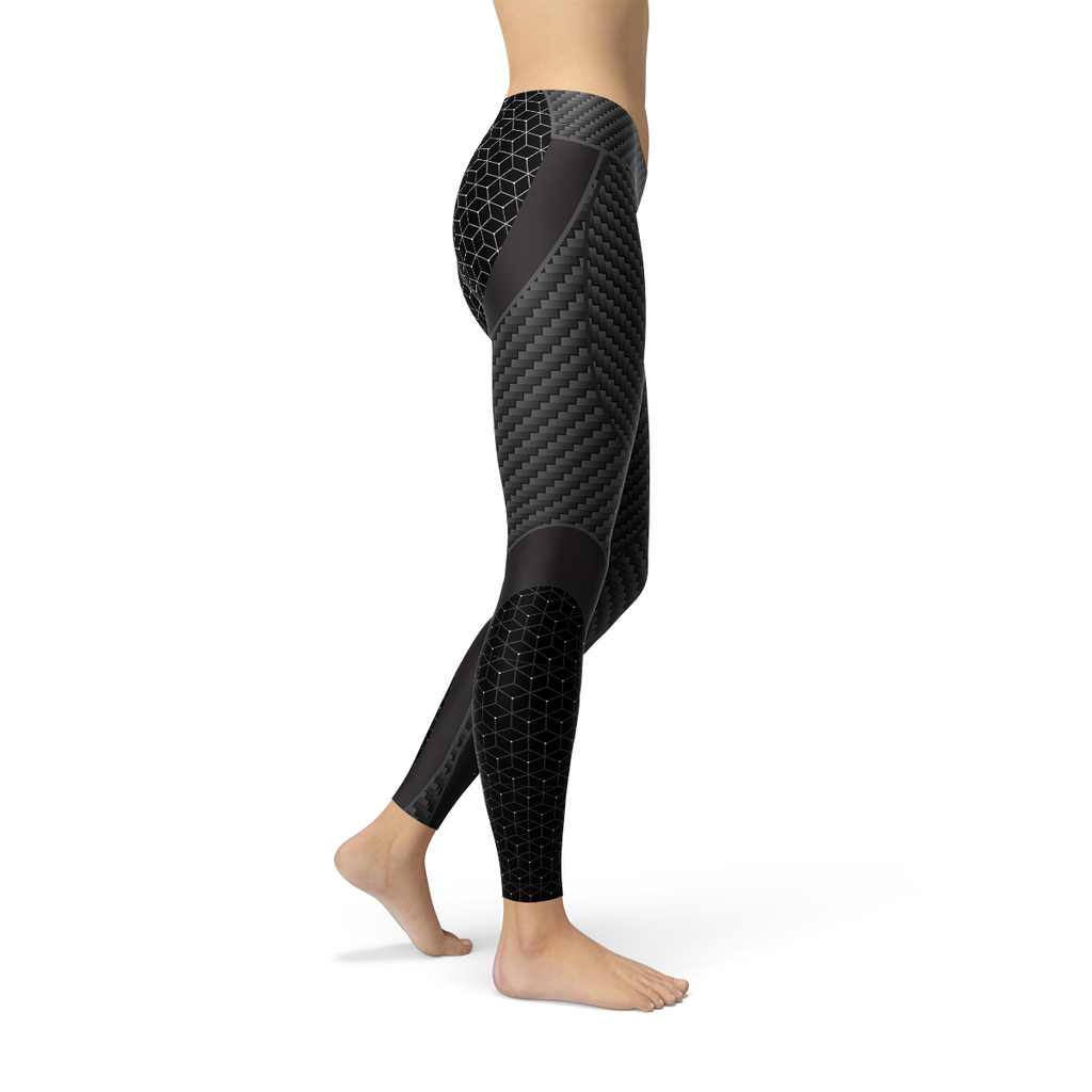 Womens Carbon Fiber Sports Leggings by Maroon Sooty