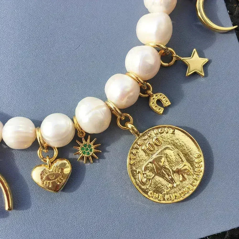 Lucky Charm Pearl Necklace by Femstylo