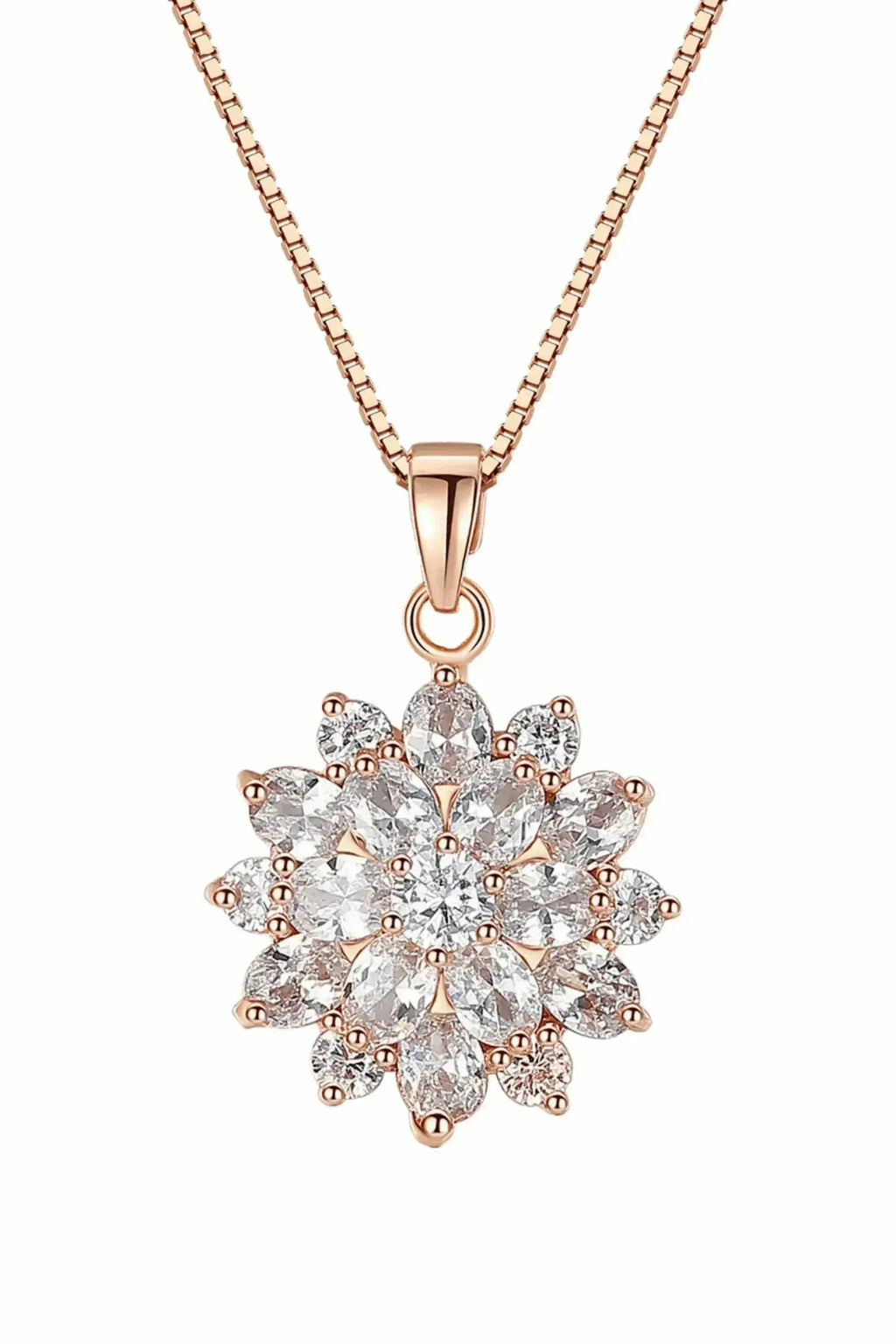 Diamond Sunflower Pendant Necklace 18 Karats Gold Plated by Femstylo