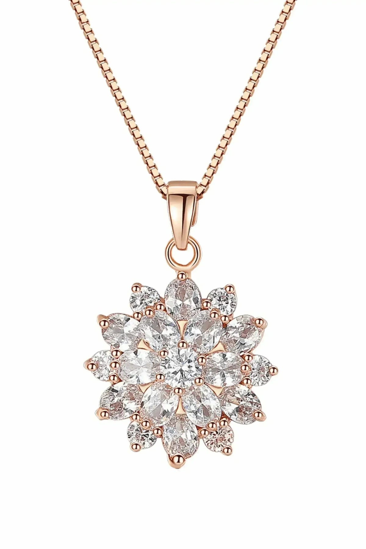 Diamond Sunflower Pendant Necklace 18 Karats Gold Plated by Femstylo