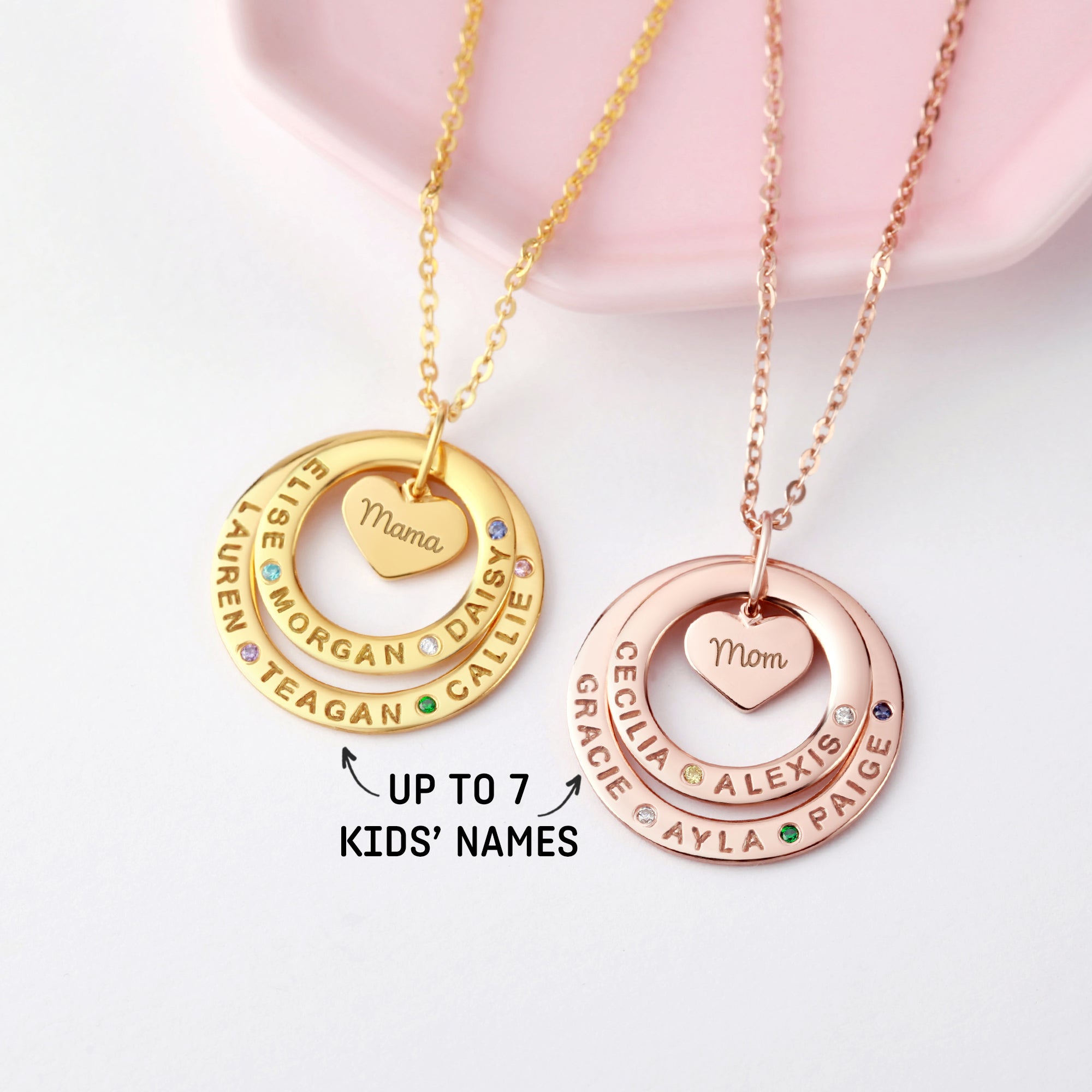 Grandma Necklace Birthstone, Grandkids Names Necklace, Nana Jewelry by Green Millie