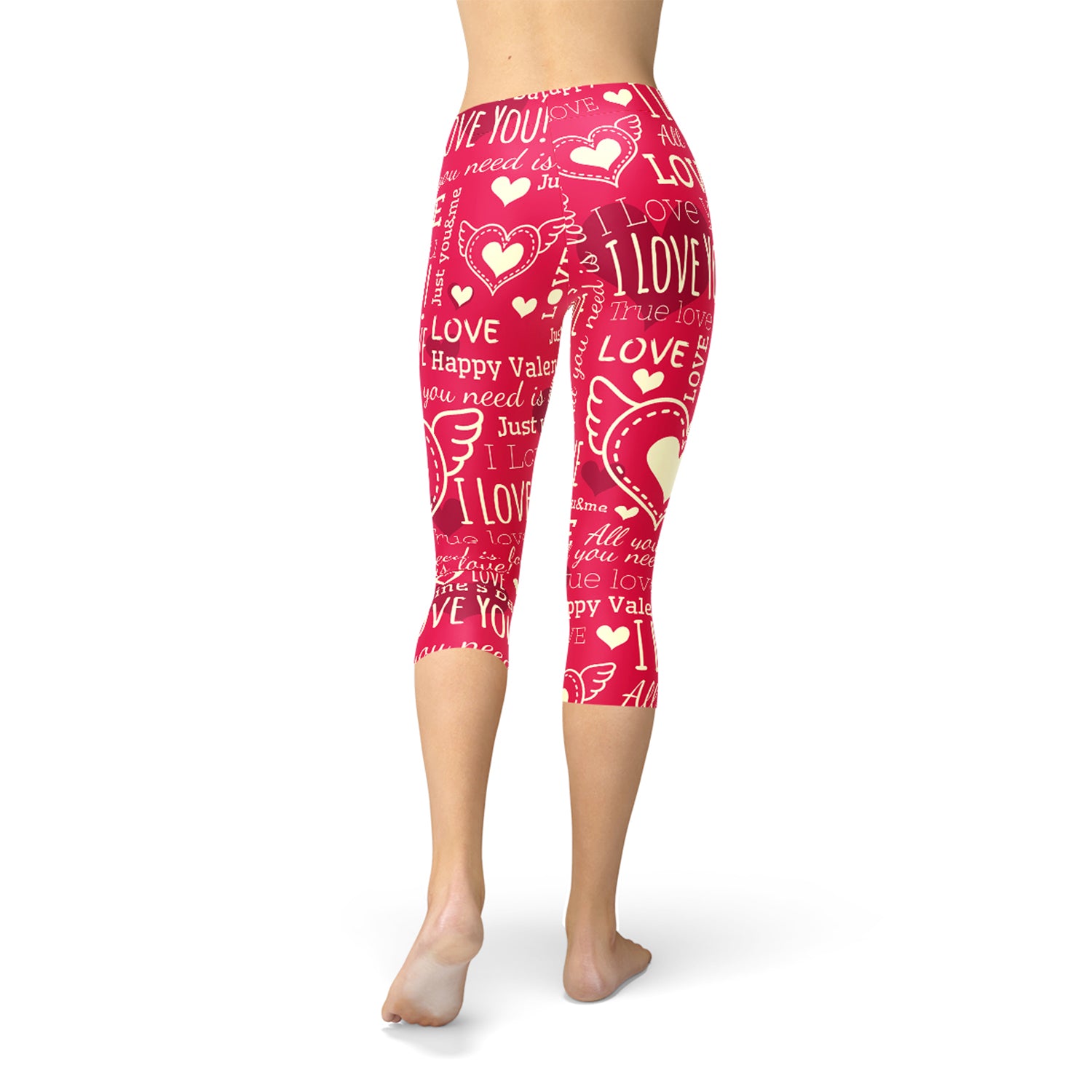 Love Hearts Red Capri Leggings by Maroon Sooty