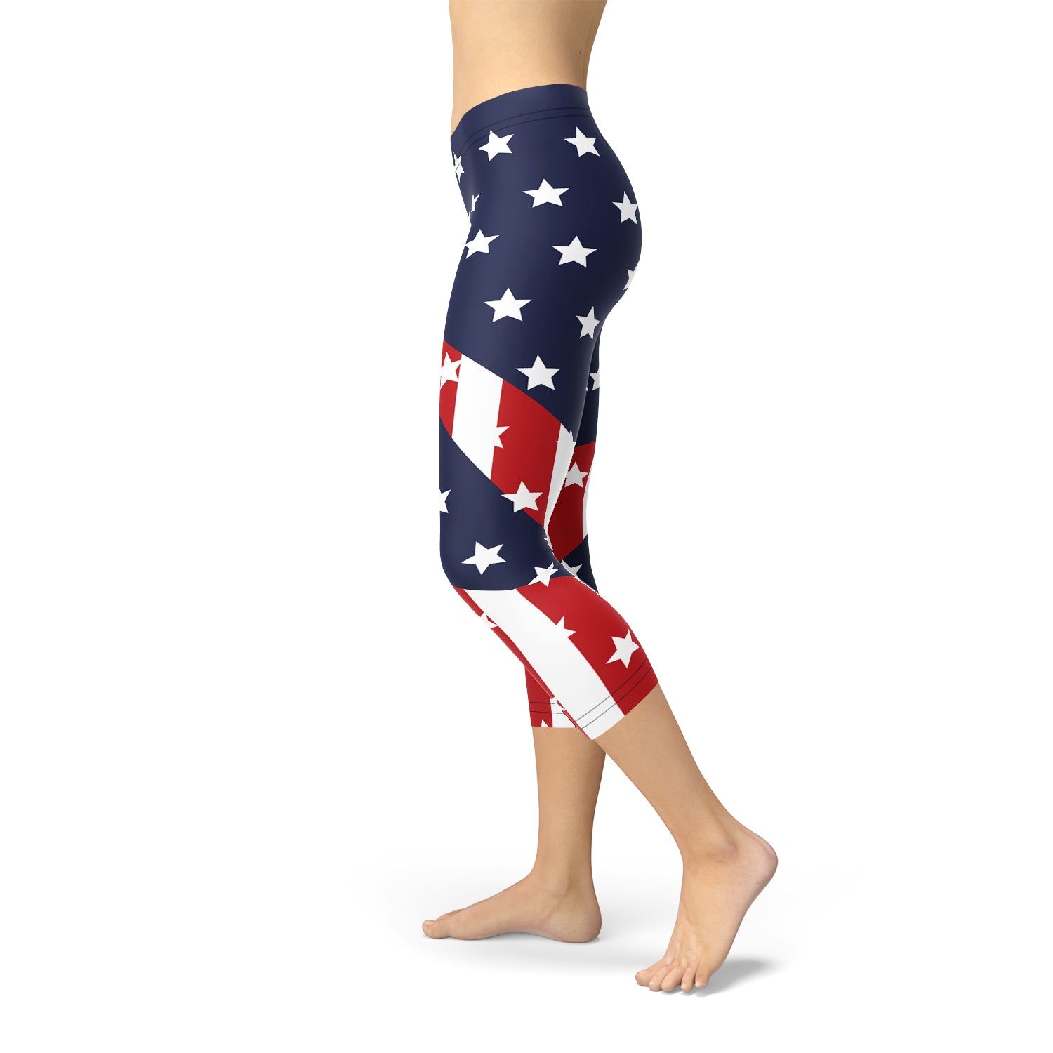 Womens American Flag Capri Leggings by Maroon Sooty
