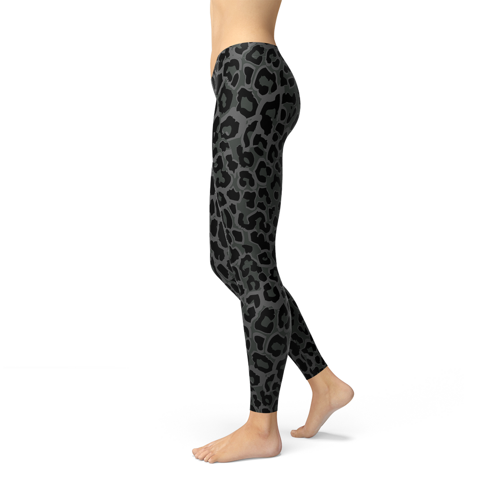 Womens Black Leopard Spots Leggings by Maroon Sooty