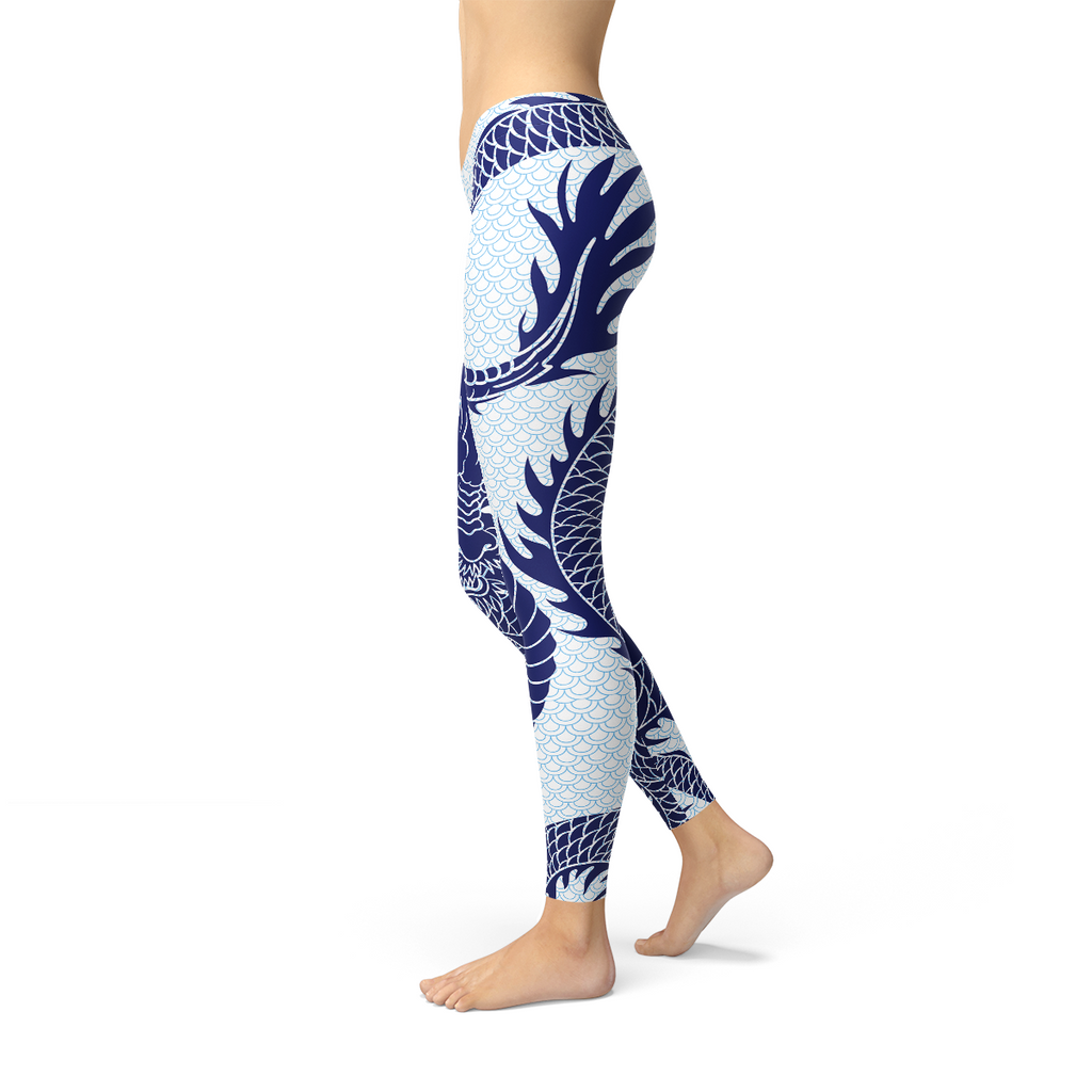 Womens Japanese Dragon Leggings by Maroon Sooty