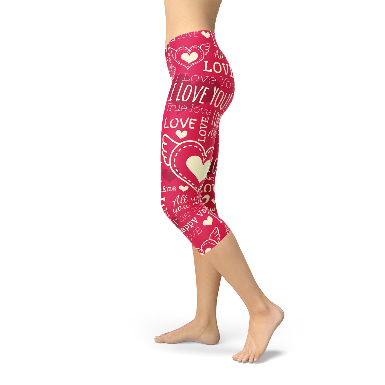 Love Hearts Red Capri Leggings by Maroon Sooty