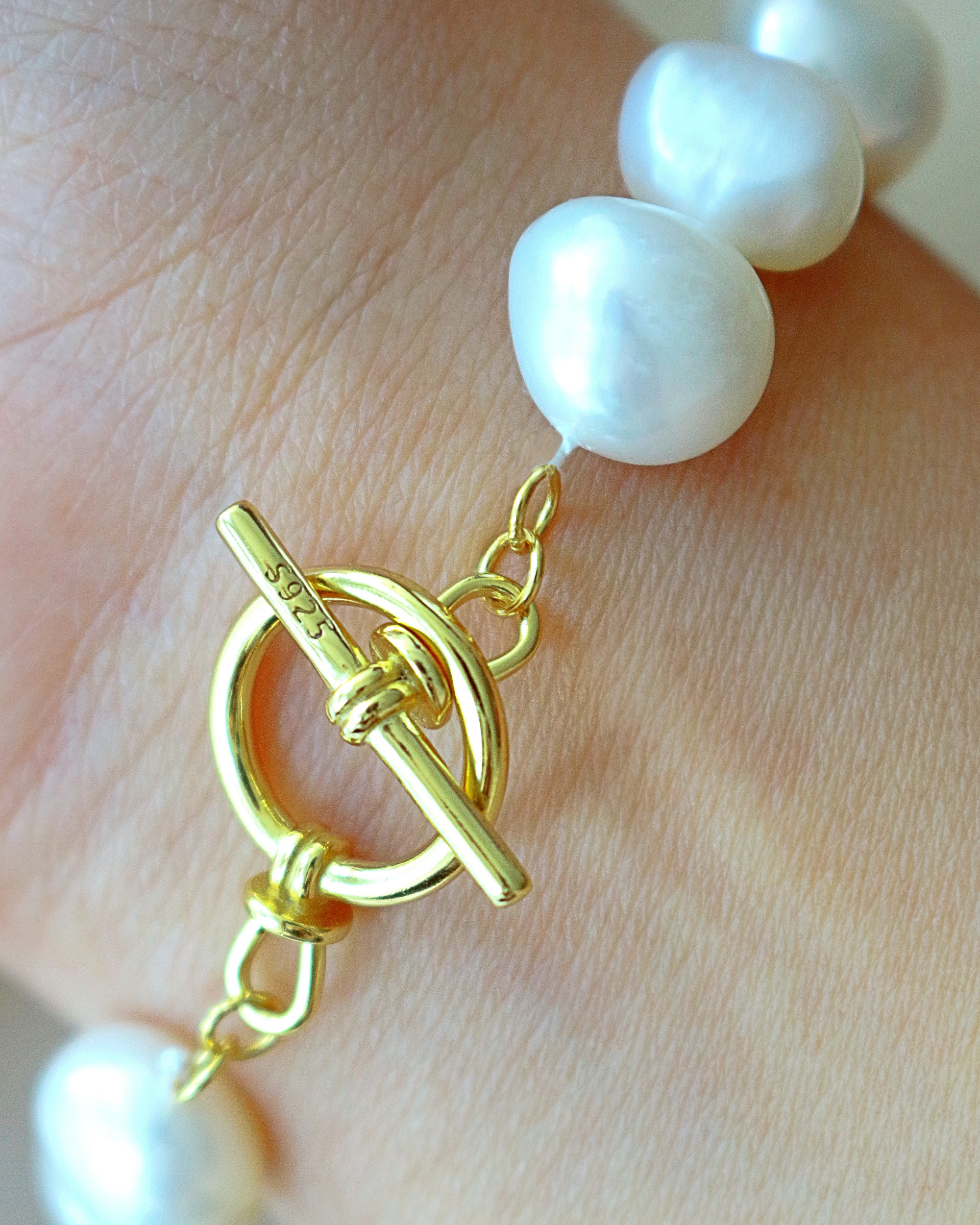 Baroque Freshwater Pearl Bracelet with 925 Sterling Silver by Ultramarine Birch